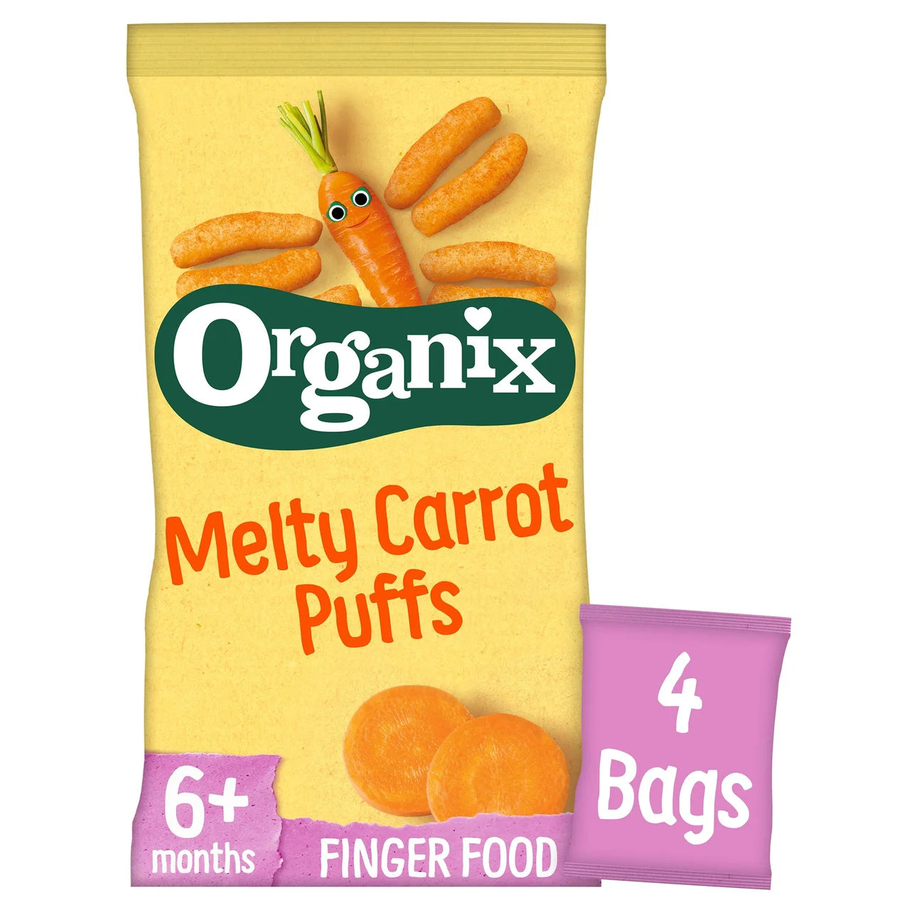 Organix Melty Organic Carrot Baby Puffs Multipack 6 months+ オーガニックス メルティ オーガニック キャロット ベビーパフ マルチパック(生後6か月頃から)