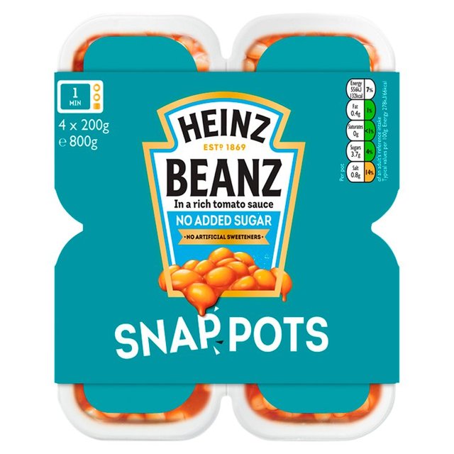 Heinz Baked Beans No Added Sugar Snap Pots 4 x 200g