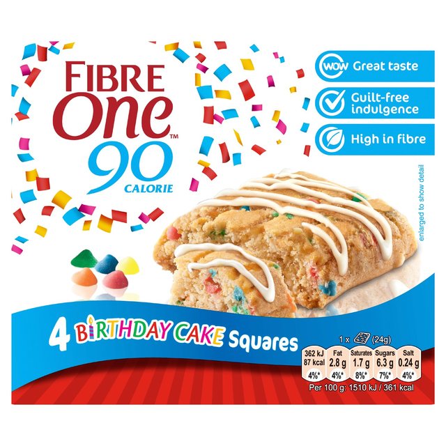 Fibre One 90 Calorie Birthday Cake Bars 4 x 24g