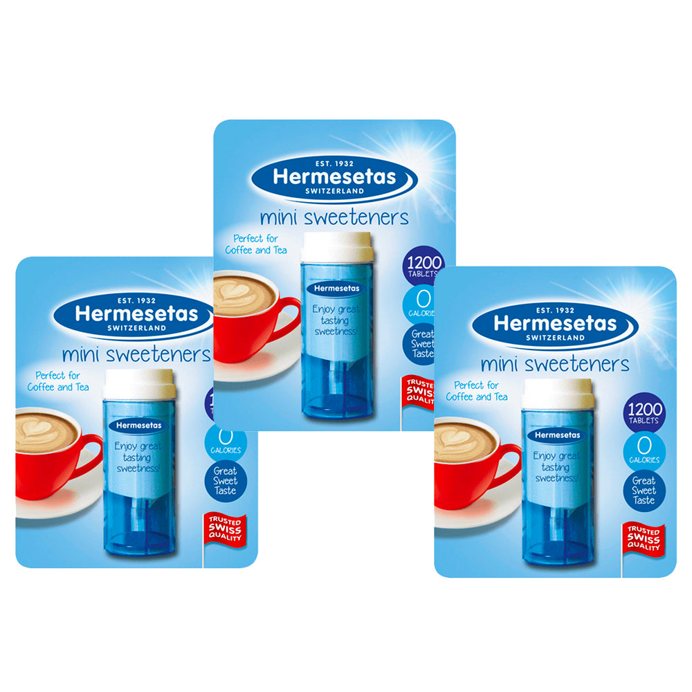 Hermesetas Mini Sweeteners 1200 x 3 Packs ノンカロリー 甘味料 エルメスタ 1200粒 x 3パック 糖質オフ