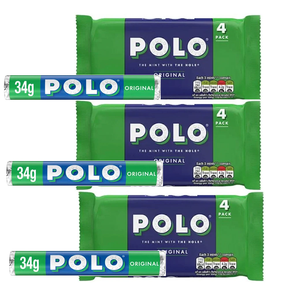 【計12本】Polo Original Mint Sweet Paper Wrap Multipack 34g x 4 tubes x 3 packs (total 12 tubes) ポロ オリジナル ミント スイート ペーパー ラップ 34g x 4本入り x 3パック (合計12本)