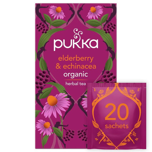 Pukka Tea Herbs Elderberry & Echinacea with Elderflower Tea Bags 20 per pack