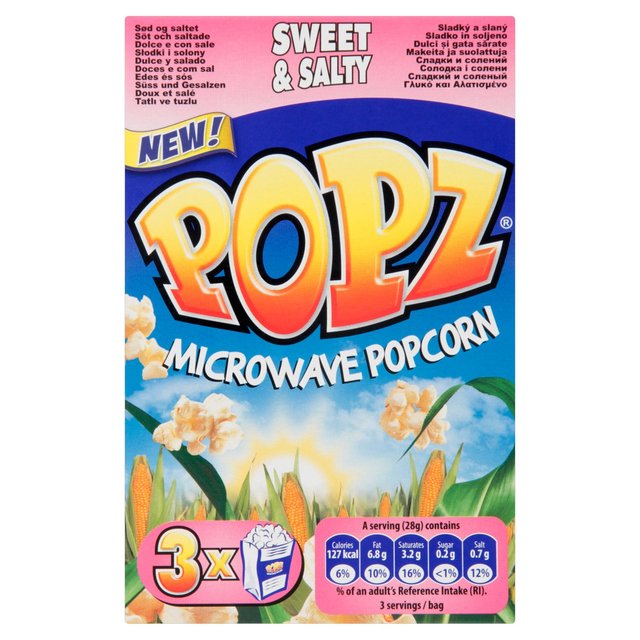 Popz Sweet & Salty Microwave Popcorn 3 x 85g