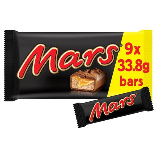 Mars Caramel, Nougat & Milk Chocolate Snack Size Bars Multipack 9 x 33.8g