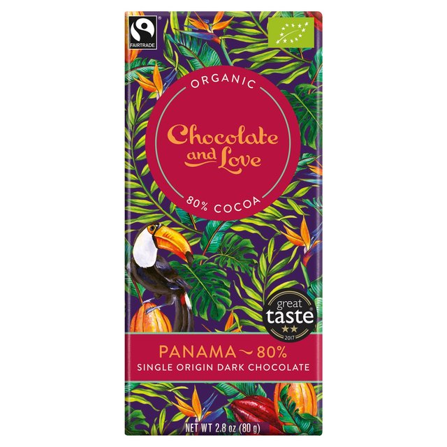 Chocolate and Love Fairtrade Organic Panama 80% Dark Chocolate 80g