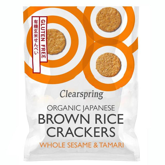 Clearspring Organic Whole Sesame Brown Rice Crackers 40g