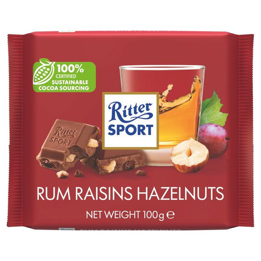 Ritter Sport Rum, Raisin & Hazelnuts Milk Chocolate 100g