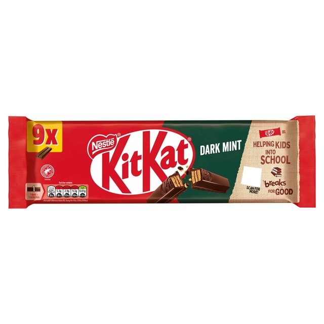 KitKat 2 Finger Dark Mint Chocolate Biscuit Bar 9 x 20.7g