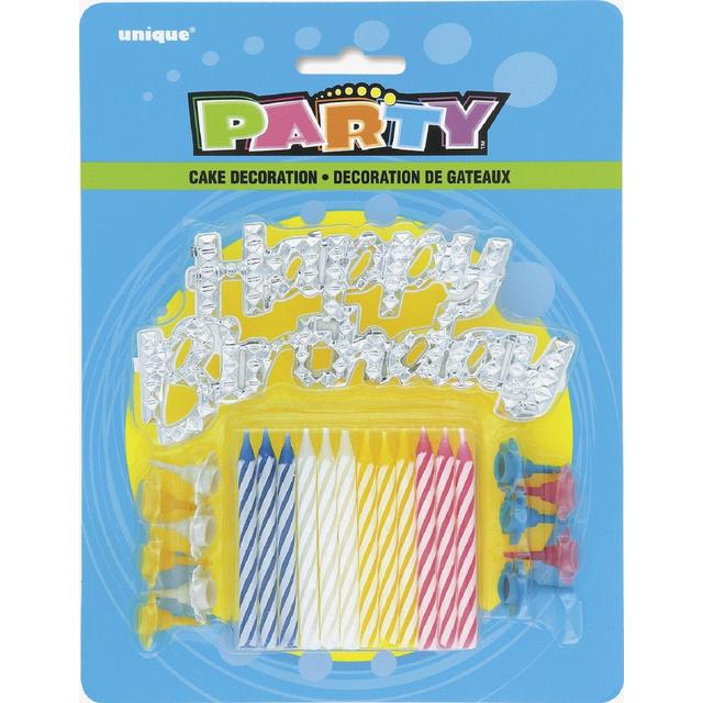 Silver Cake Topper with 12 Birthday Candles N/A