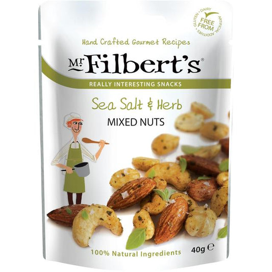 Mr Filberts Sea Salt & Herb Mixed Nuts Almonds, Peanuts & Cashews 40g