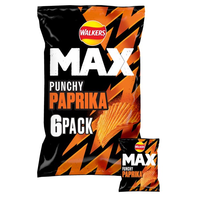 Walkers Max Paprika Multipack Crisps 6 per pack