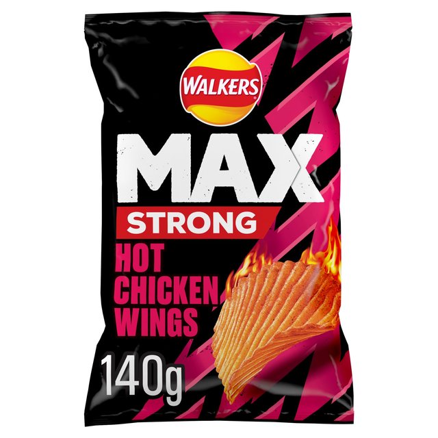 Walkers Max Strong Hot Chicken Wings Sharing Bag Crisps 140g