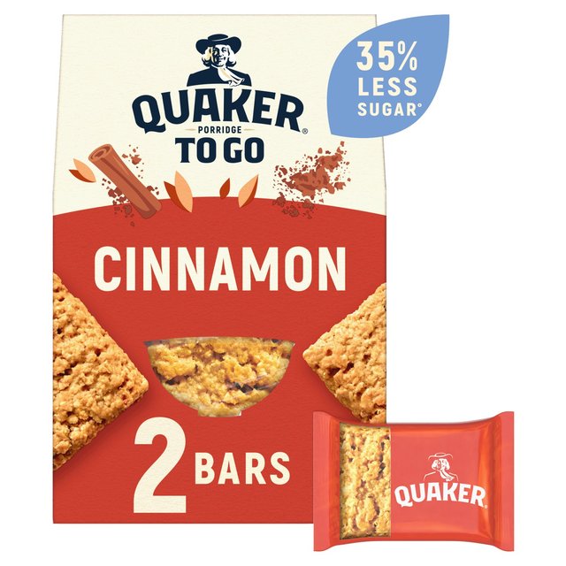 Quaker Porridge To Go Cinnamon Breakfast Bars 55g x 2 per pack