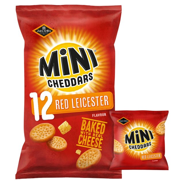 Jacob's Mini Cheddars Red Leicester Baked Snacks Multipack 12 per pack