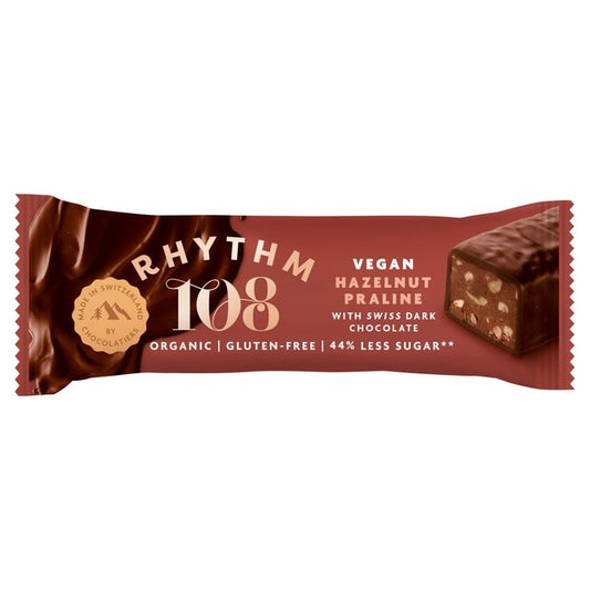 Rhythm 108 Swiss Vegan Hazelnut Praline Bar with Dark Chocolate 33g