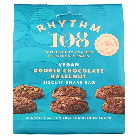 Rhythm 108 Swiss Vegan Double Chocolate Hazelnut Biscuit Share Bag 135g