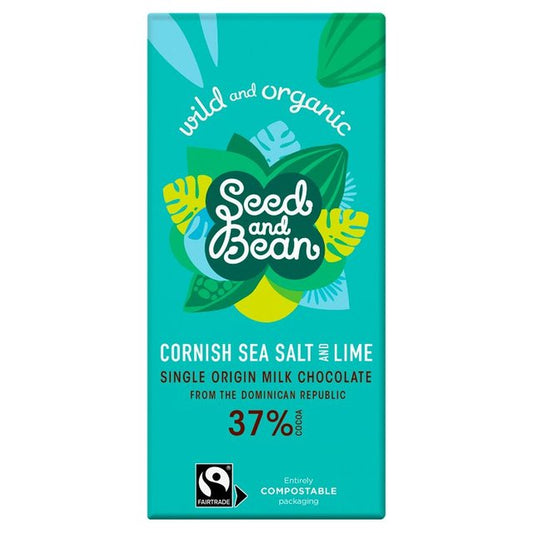 Seed & Bean Organic Milk Chocolate Bar Sea Salt & Tropical Lime 85g