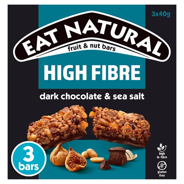 Eat Natural Fibre Packed Dark Chocolate & Sea Salt Bars 3 x 40g