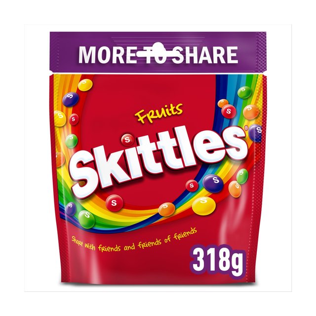 Skittles Vegan Chewy Sweets Fruit Flavoured Sharing Pouch Bag 318g