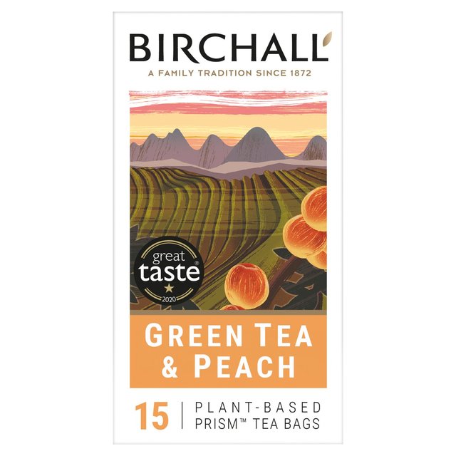 Birchall Green Tea & Peach Tea Bags 15 per pack