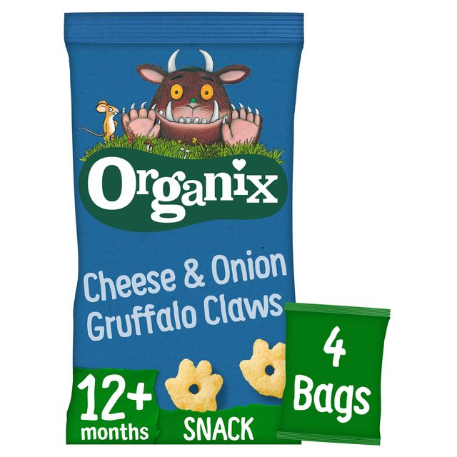 Organix Cheese & Onion Organic Gruffalo Claws, 12 mths+ Multipack 4 x 15g