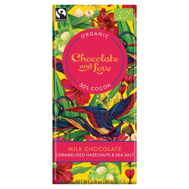 Chocolate and Love 50% Milk Chocolate Caramel & Hazelnut Bar 80g