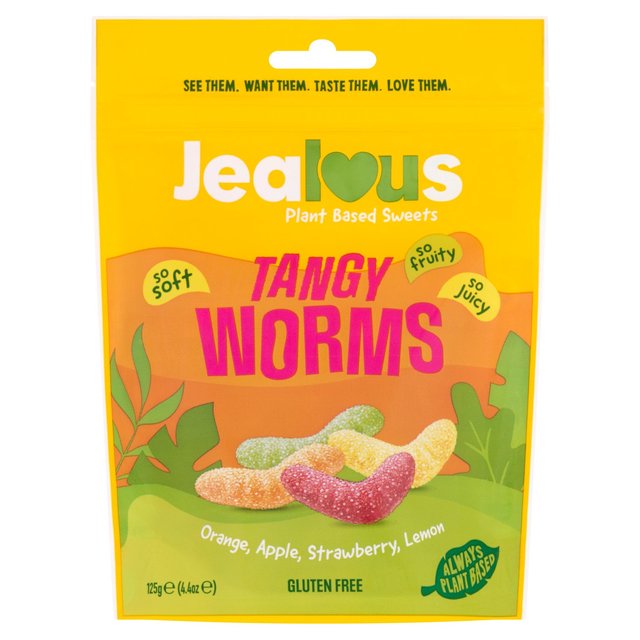 Jealous Sweets Tangy Worms Plant-based Gummy Sweets 125g