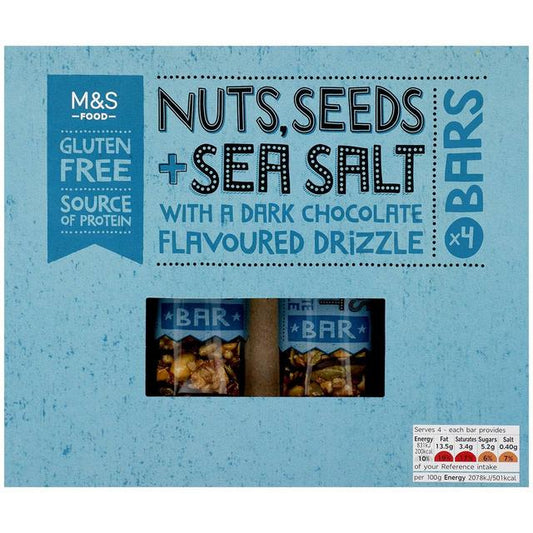 M&S Nuts, Seeds & Sea Salt Bars 4 x 40g