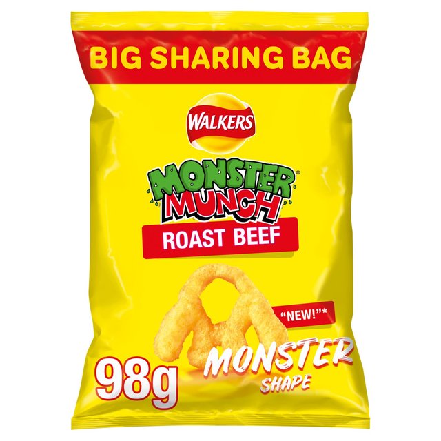 Walkers Monster Munch Roast Beef Sharing Bag Snacks 98g