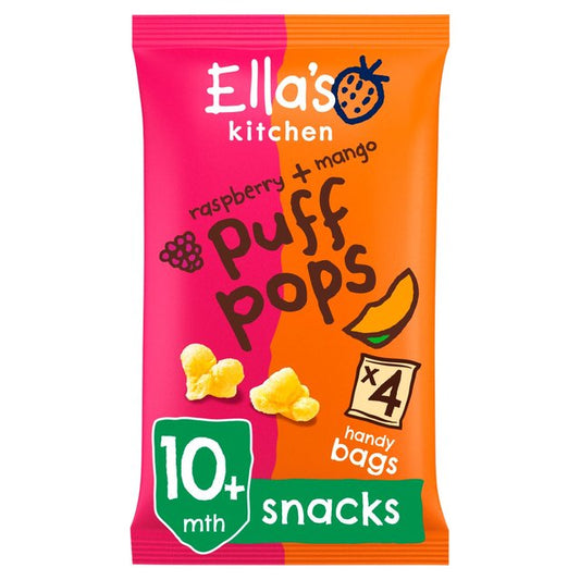 Ella's Kitchen Raspberry + Mango Puff Pops Multipack Baby Snack 10+ Months 4 x 9g