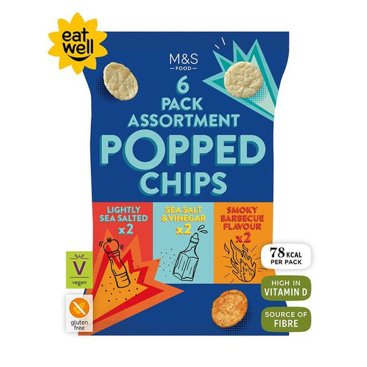 M&S Assorted Popped Potato Chips Multipack 6 per pack