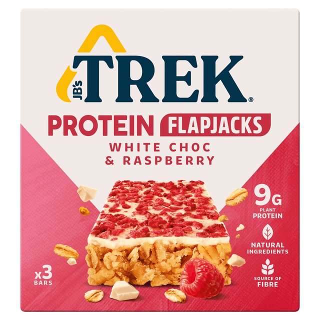 TREK White Choc & Raspberry Protein Flapjacks Multipack 3 x 50g