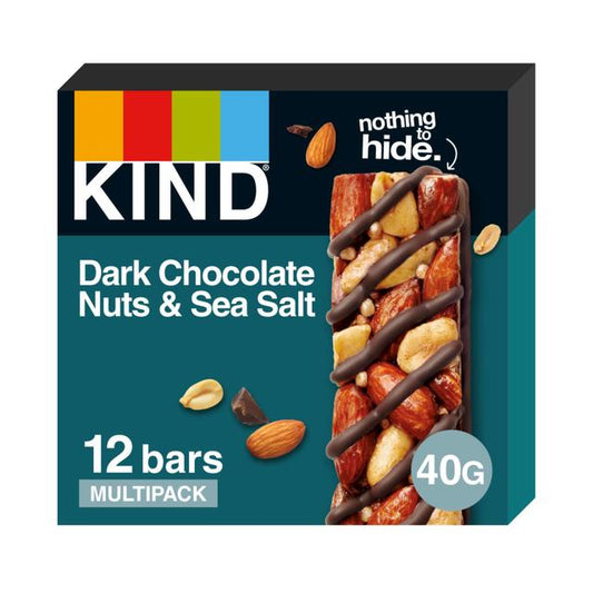 KIND Dark Chocolate Nuts & Sea Salt Snack Bars Multipack 12 x 40g