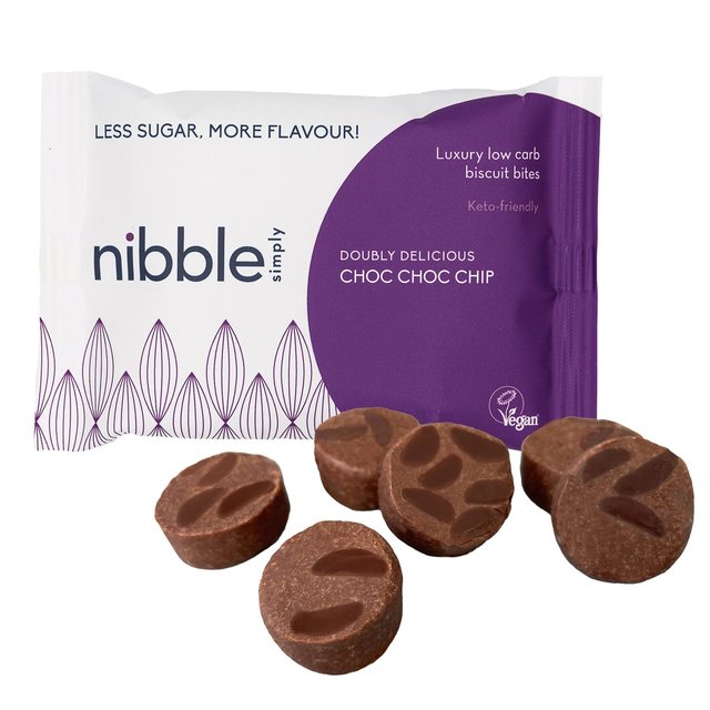 Nibble Simply Doubly Delicious Choc Choc Chip Low Carb Biscuit Bites 36g