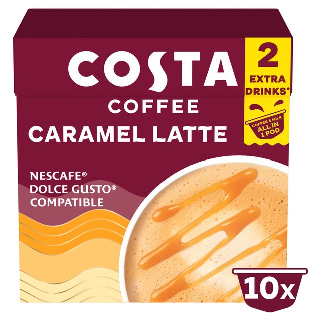 Costa Coffee Nescafe Dolce Gusto Compatible Caramel Latte 10 per pack