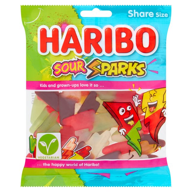 Haribo Sour Sparks Vegetarian Sweets Bag 160g