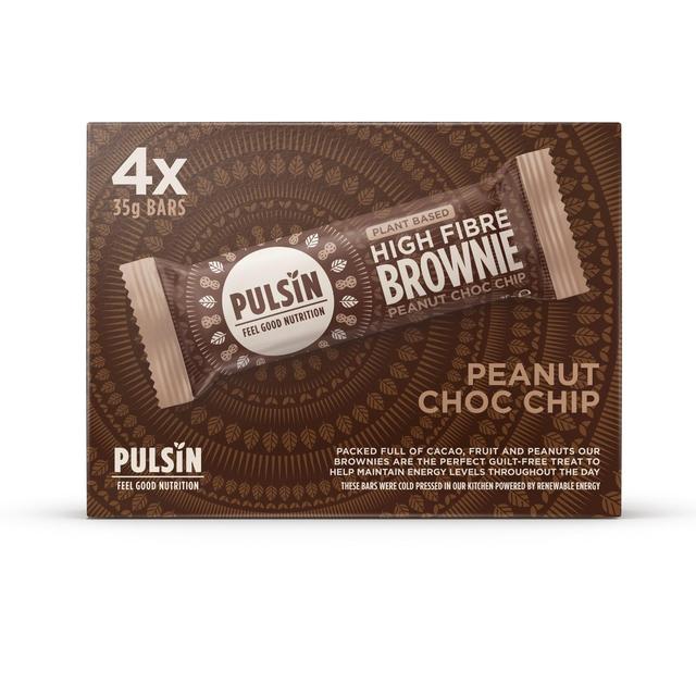 Pulsin Peanut Choc Chip Vegan High Fibre Brownie Multipack 4 x 35g