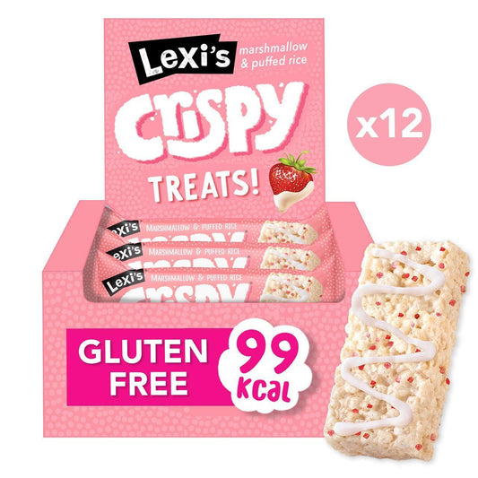 Lexi's Crispy Treat - Strawberry & White Choc Multipack 12 x 25g Lexi's クリスピー トリート - ストロベリー & ホワイトチョコ マルチパック 12 x 25g