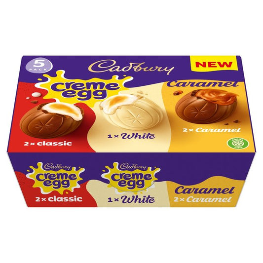 Cadbury Chocolate Mixed White Creme Egg, Caramel & Creme Egg 200g