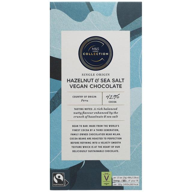 M&S Single Origin Hazelnut & Sea Salt Vegan Chocolate 100g