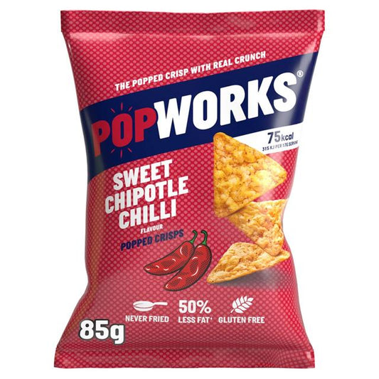 PopWorks Sweet Chipotle Chilli Popped Crisps Sharing Bag 85g