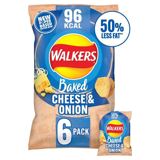 Walkers Baked Cheese & Onion Multipack Snacks 6 per pack