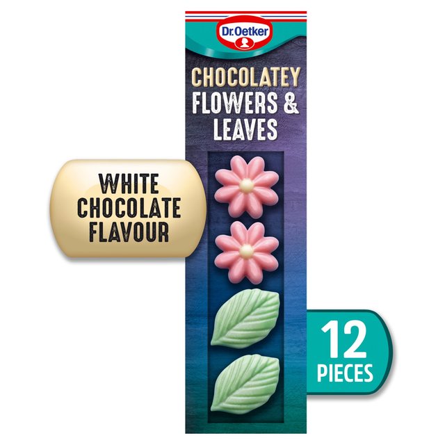 Dr. Oetker 12 Chocolate Flavour Flowers and Leaves Cake Decorations 11g