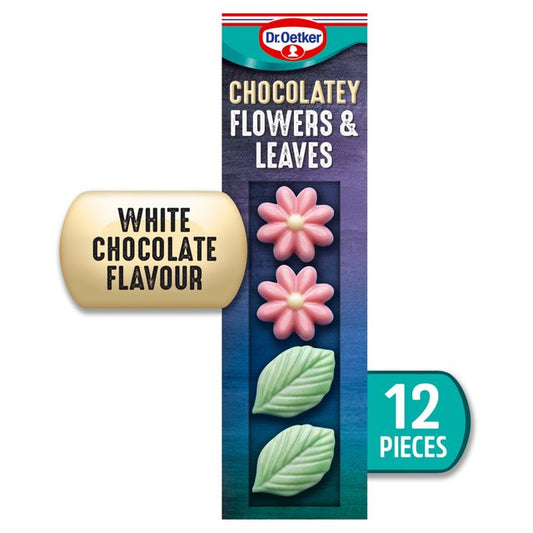 Dr. Oetker 12 Chocolate Flavour Flowers and Leaves Cake Decorations 11g