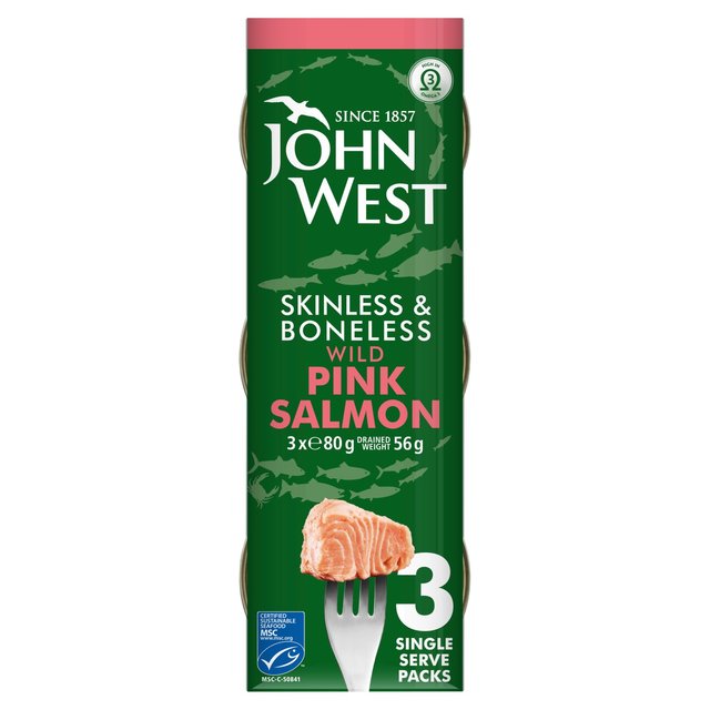 John West Wild MSC Pink Salmon Skinless & Boneless 3 x 80g