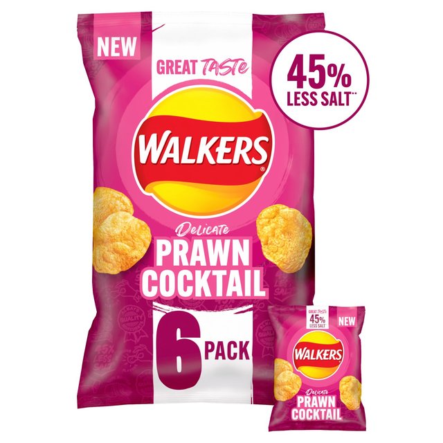 Walkers Less Salt Prawn Cocktail Multipack Crisps 6 per pack