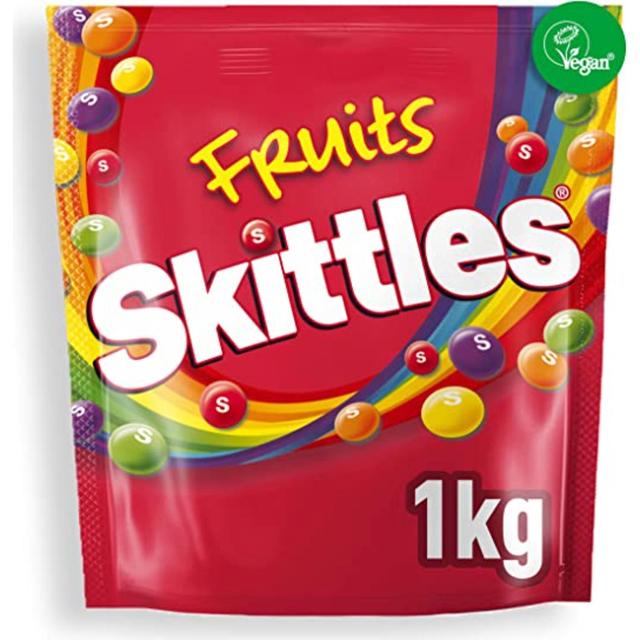 Skittles Vegan Chewy Sweets Fruit Flavoured Bulk Sharing Bag 1000g