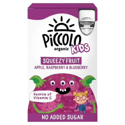 Piccolo Organic Kids Squeezy Fruit Apple, Raspberry & Blueberry 4 x 90g