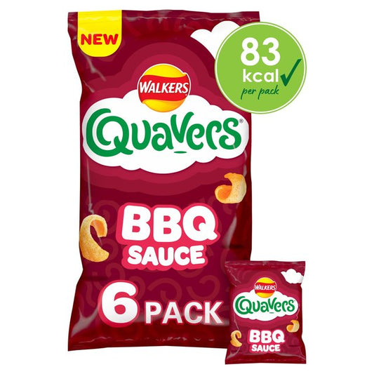 Walkers Quavers BBQ Sauce Multipack Snacks Crisps 6 per pack