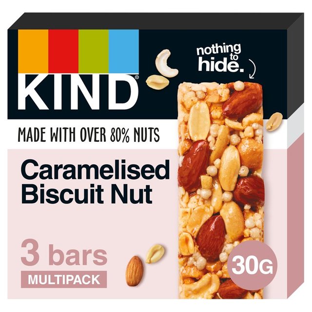 KIND Caramelised Biscuit Nut Snack Bars Multipack 3 x 30g